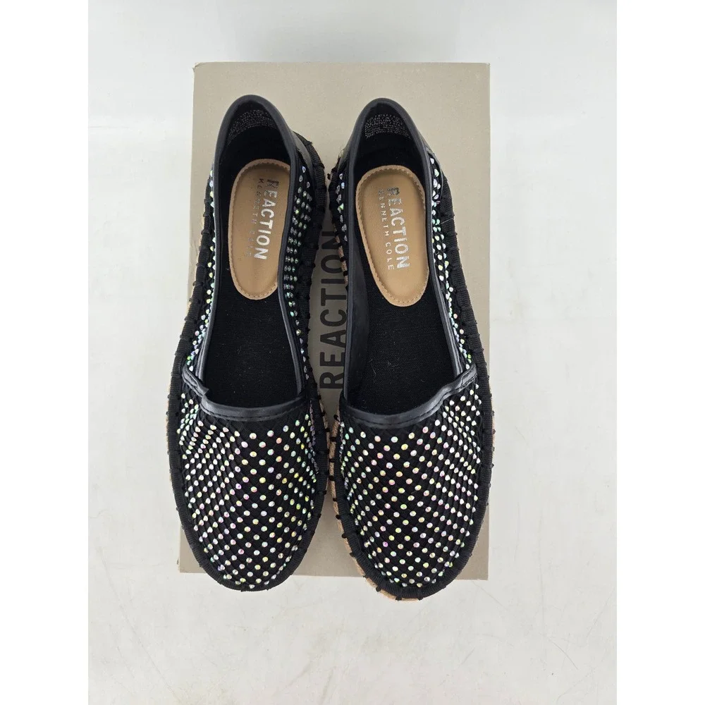 Kenneth Cole Reaction Bonne Espadrille Womens Size 6 Black Crystal Mesh - New